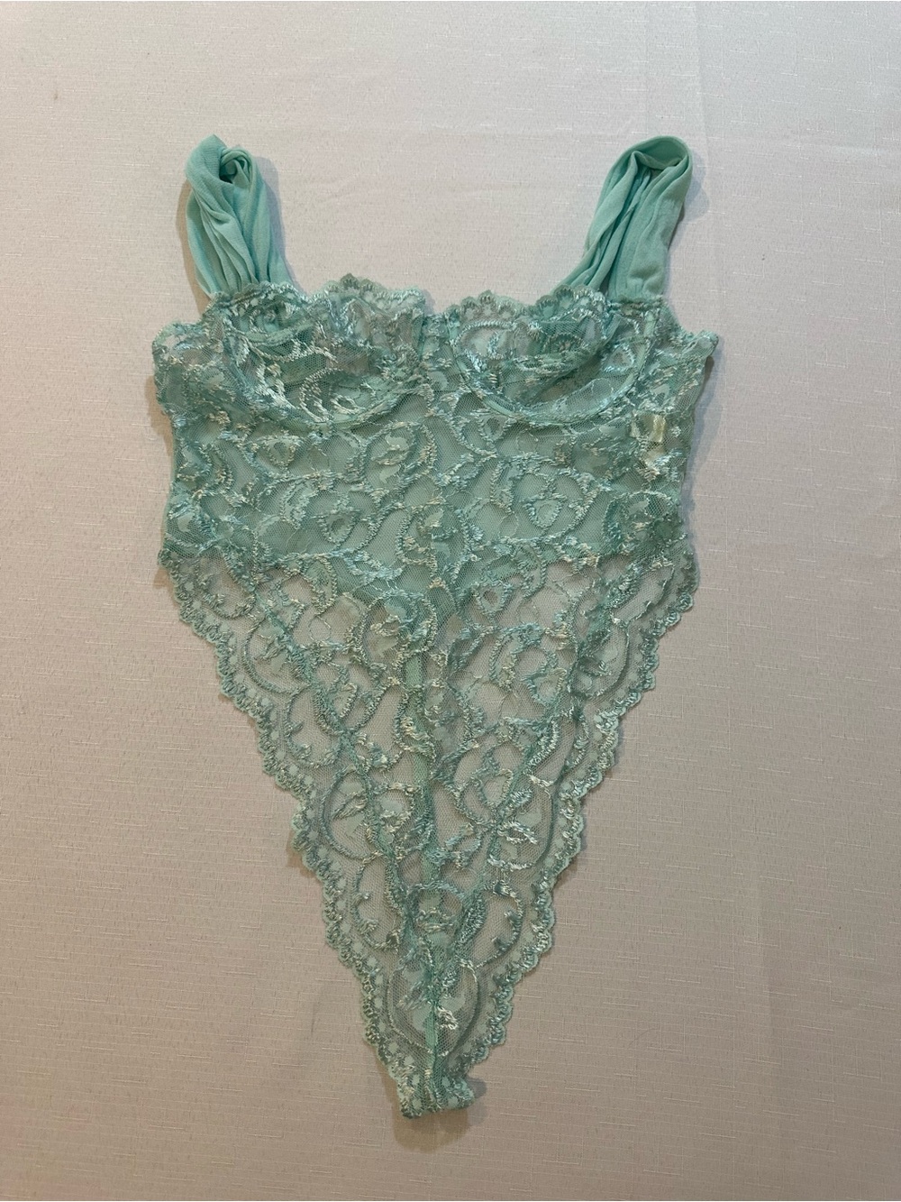 Vintage Victoria’s Secret 36C Aqua Lace Teddy Bodysuit Lingerie